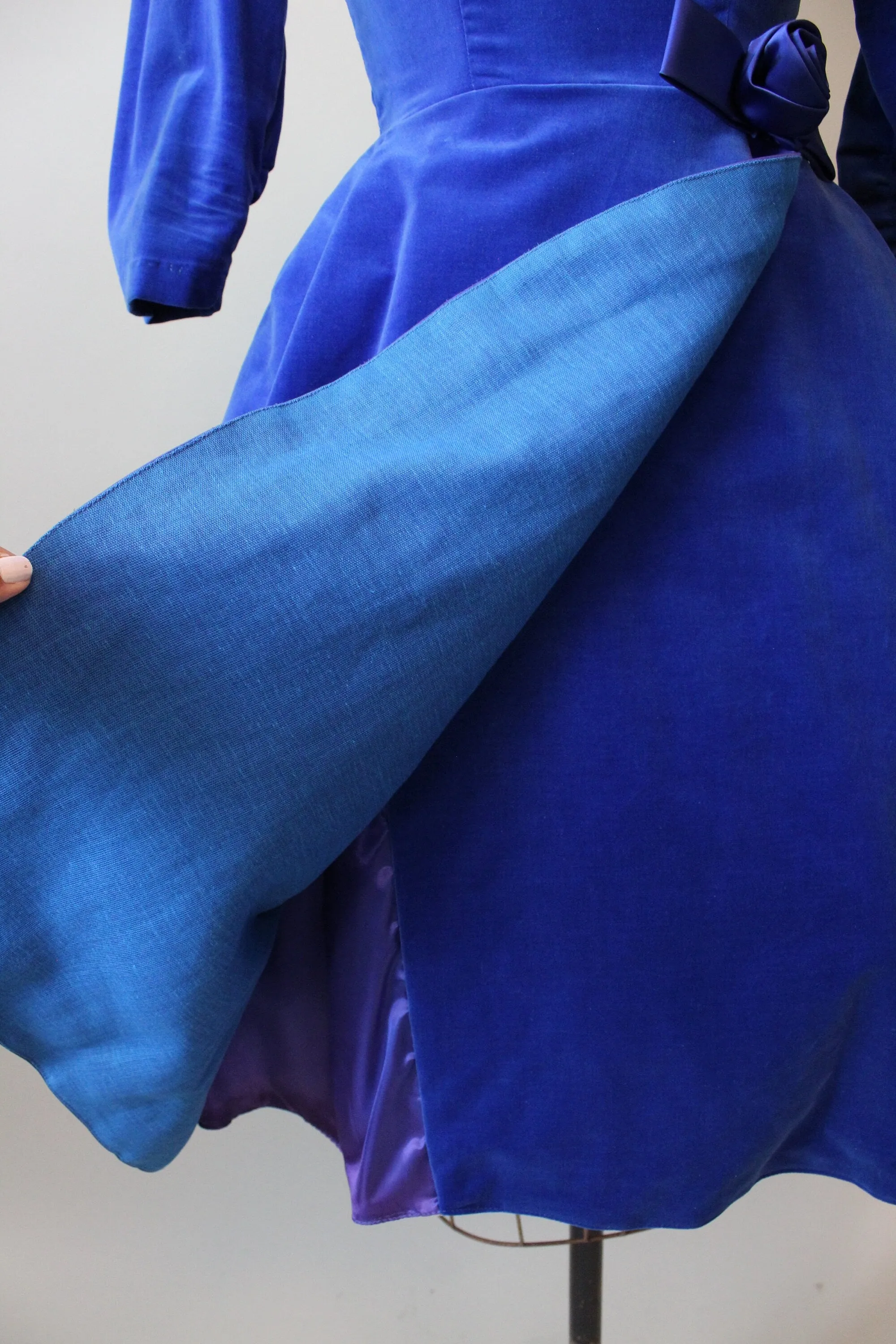1950s COBALT velvet cocktail dress xs | new fall