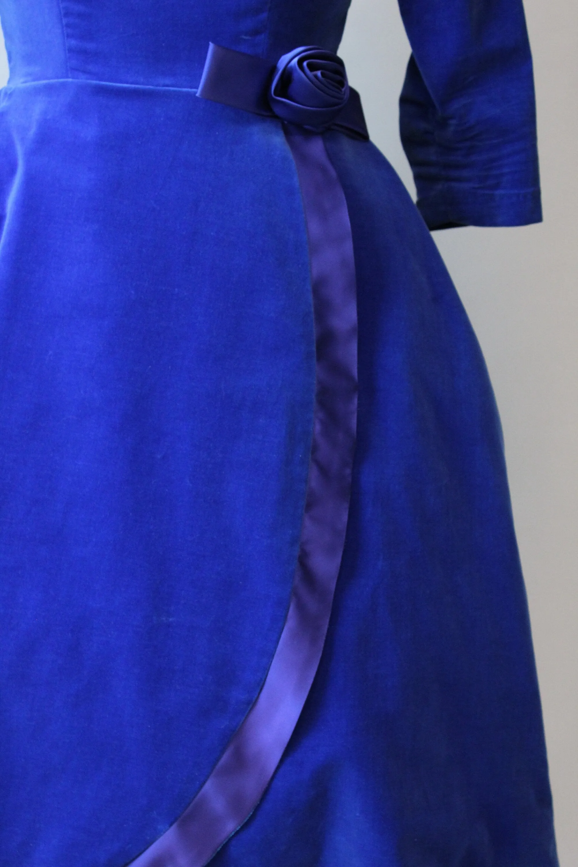1950s COBALT velvet cocktail dress xs | new fall