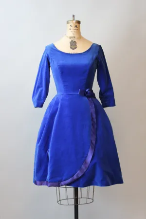 1950s COBALT velvet cocktail dress xs | new fall