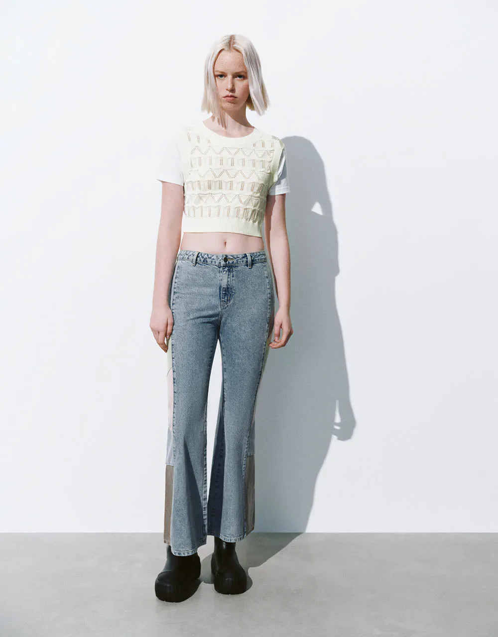 2 In 1 Crew Neck Knitted T-Shirt