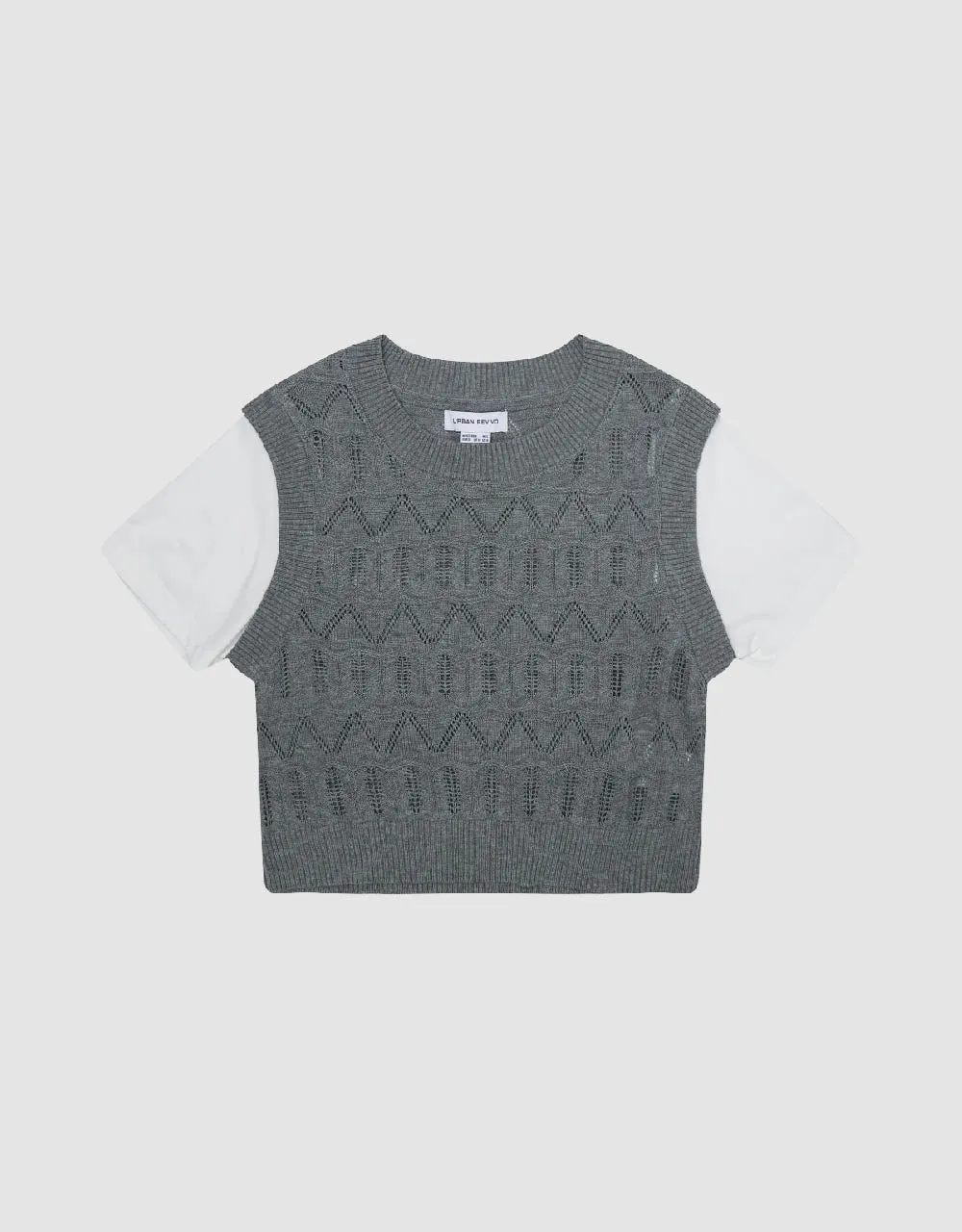 2 In 1 Crew Neck Knitted T-Shirt