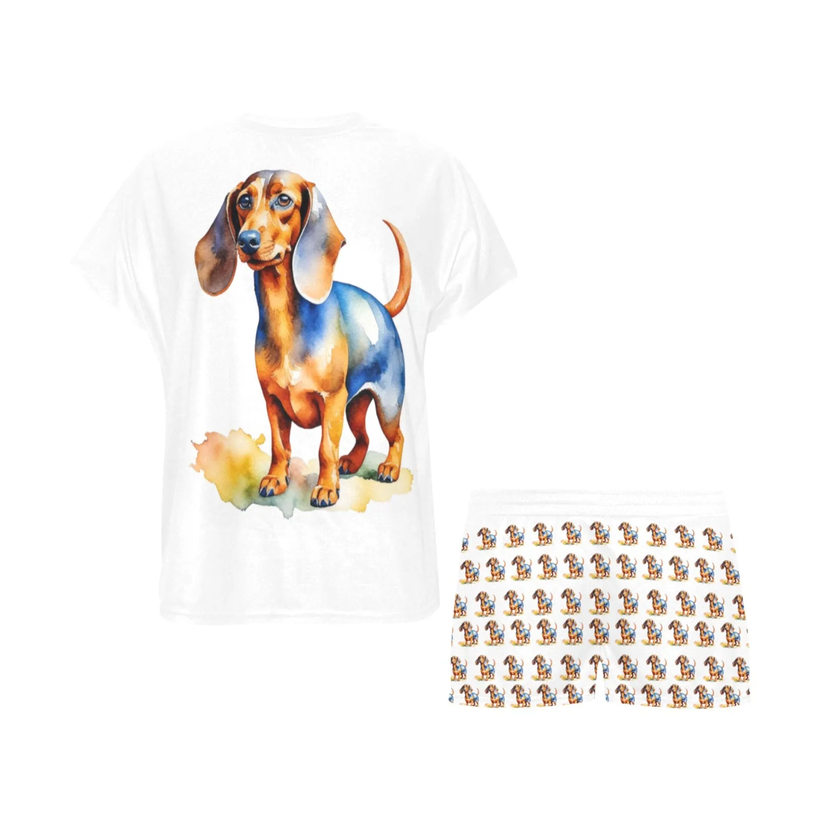 2 Piece Dachshund PJ Set - Watercolor