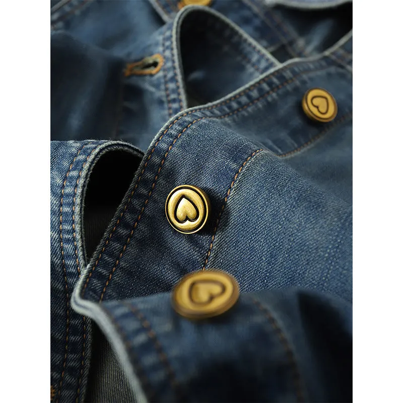 2025 Skin-friendly cotton denim shirt long dress, high-end bubble sleeve dress  women's new skirt summer short sleeve