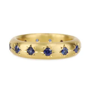 20K Gold "High Dome" Ring with 13 Star-Set Blue Sapphires