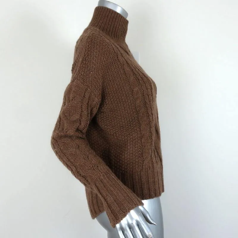 360 Sweater Alexia Brown Cable Knit Size Extra Small Turtleneck Pullover NEW
