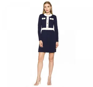 Alexia Admor Women's Dina Crewneck Long Sleeve Pleated Dress d3940