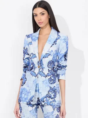 alice   olivia - Breann Long Fitted Blazer in Scroll Symphony