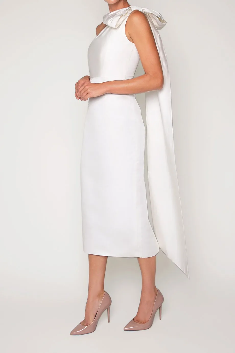 Anne Silk Faille Midi Dress