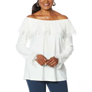 Antthony Women's Pleated Ruffle Long Sleeve Top
