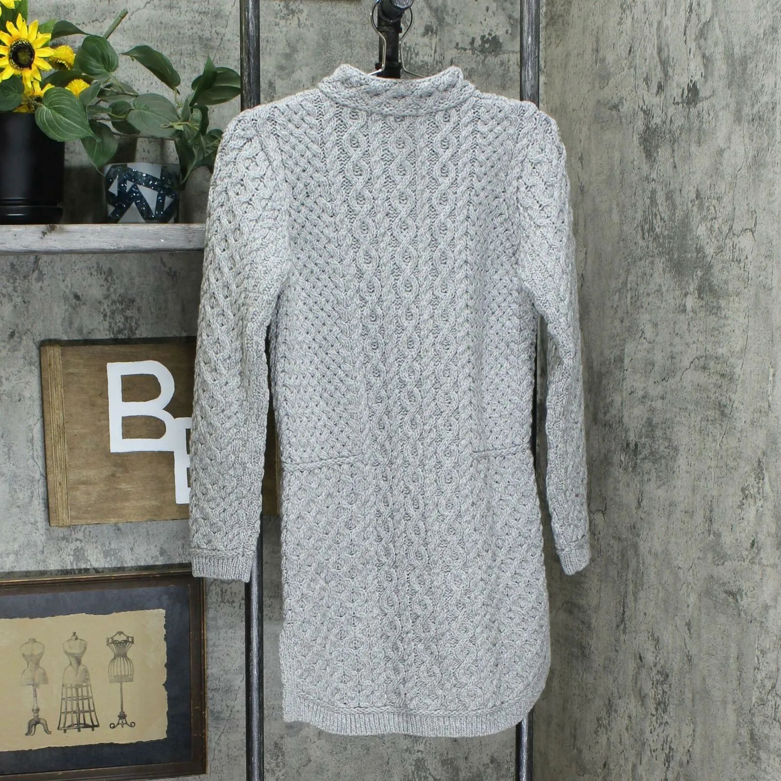 Aran Crafts Women's Merino Wool Button Front Cable Knit Sweater