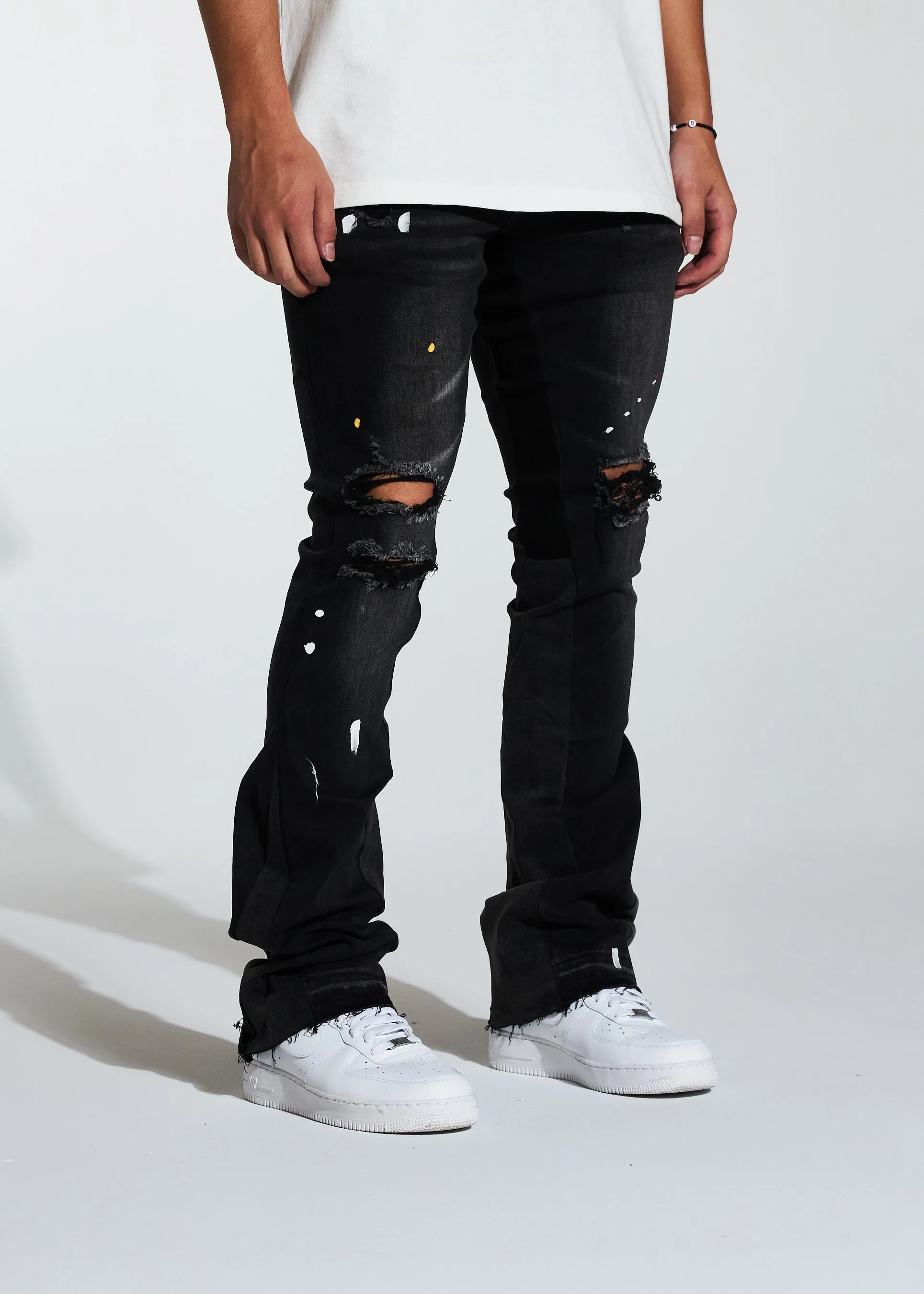 Arch Stacked Flare Denim (Black Wash)