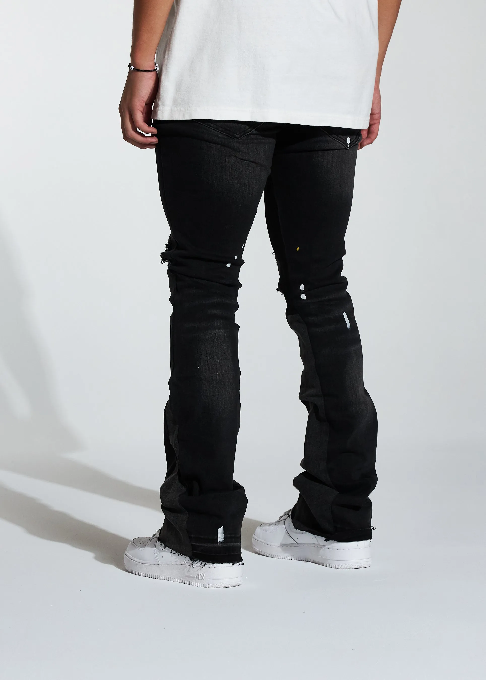 Arch Stacked Flare Denim (Black Wash)