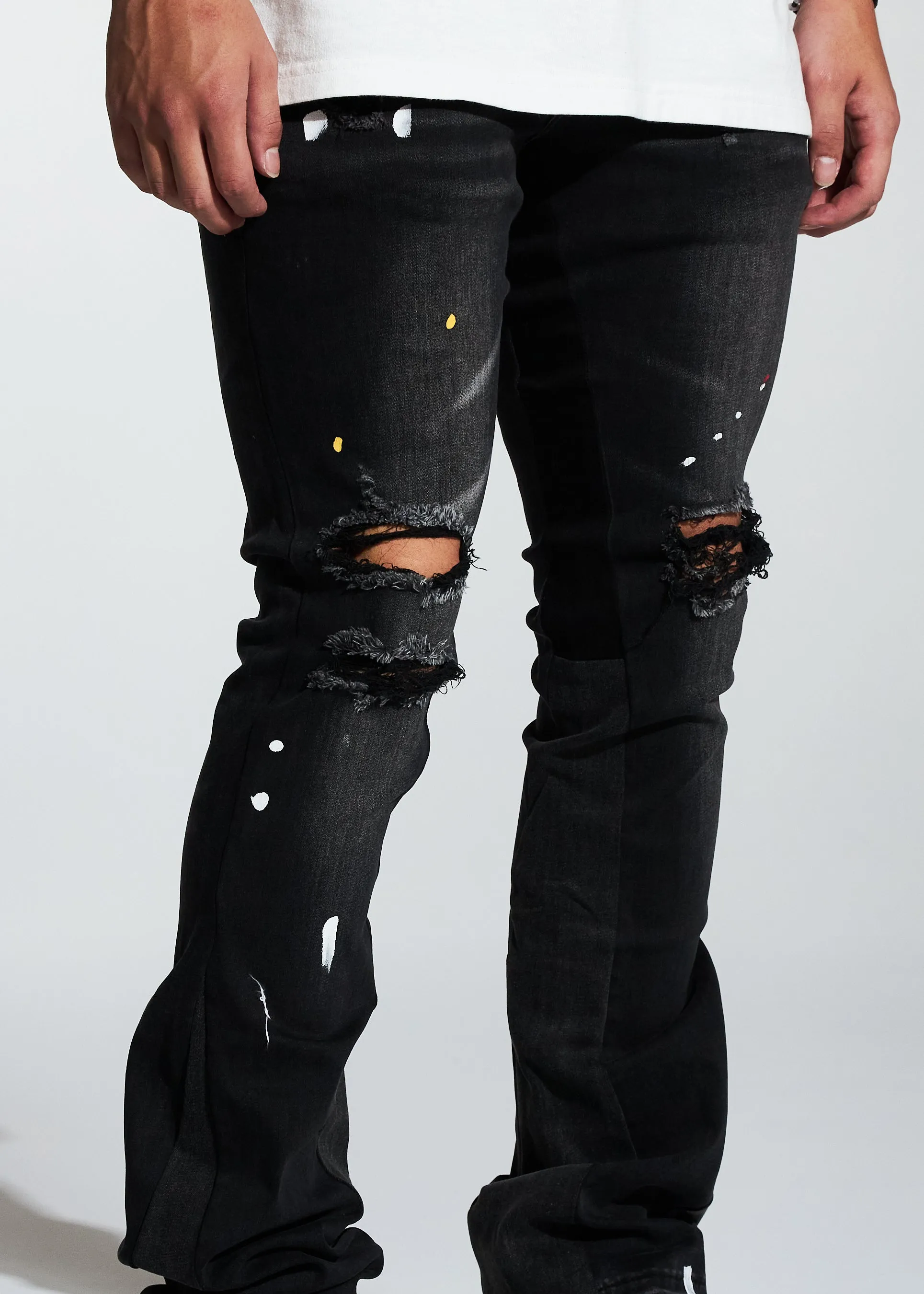 Arch Stacked Flare Denim (Black Wash)