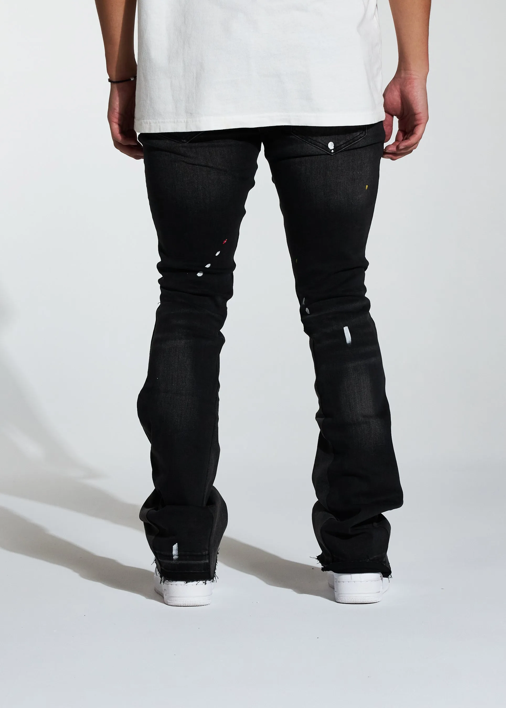 Arch Stacked Flare Denim (Black Wash)
