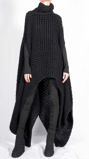 Asymmetric Knitted Poncho