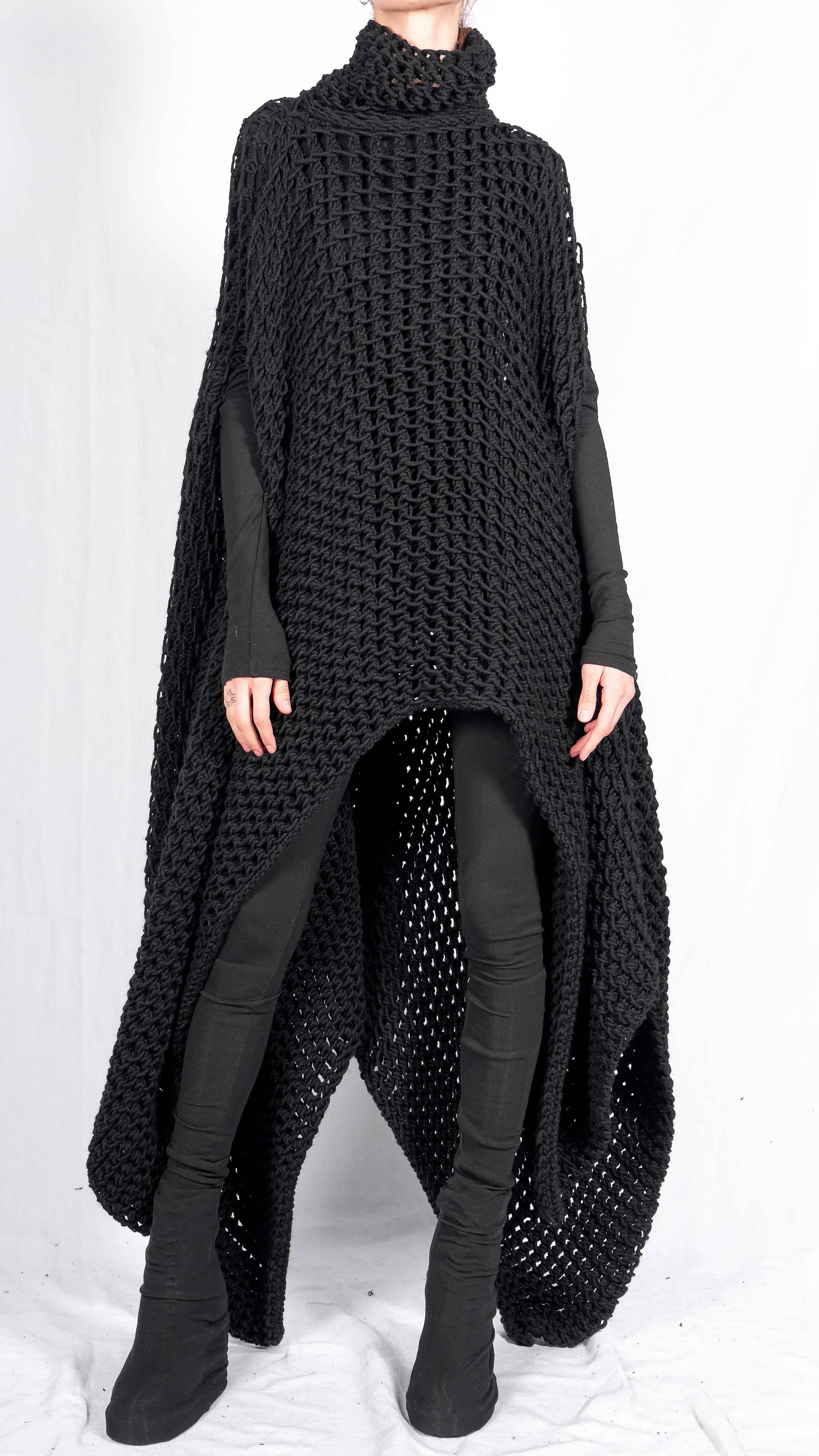 Asymmetric Knitted Poncho