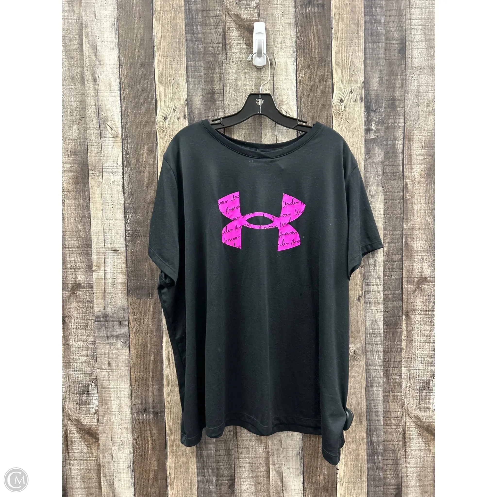 Athletic Top Short Sleeve By Under Armour In Black, Size: 3x