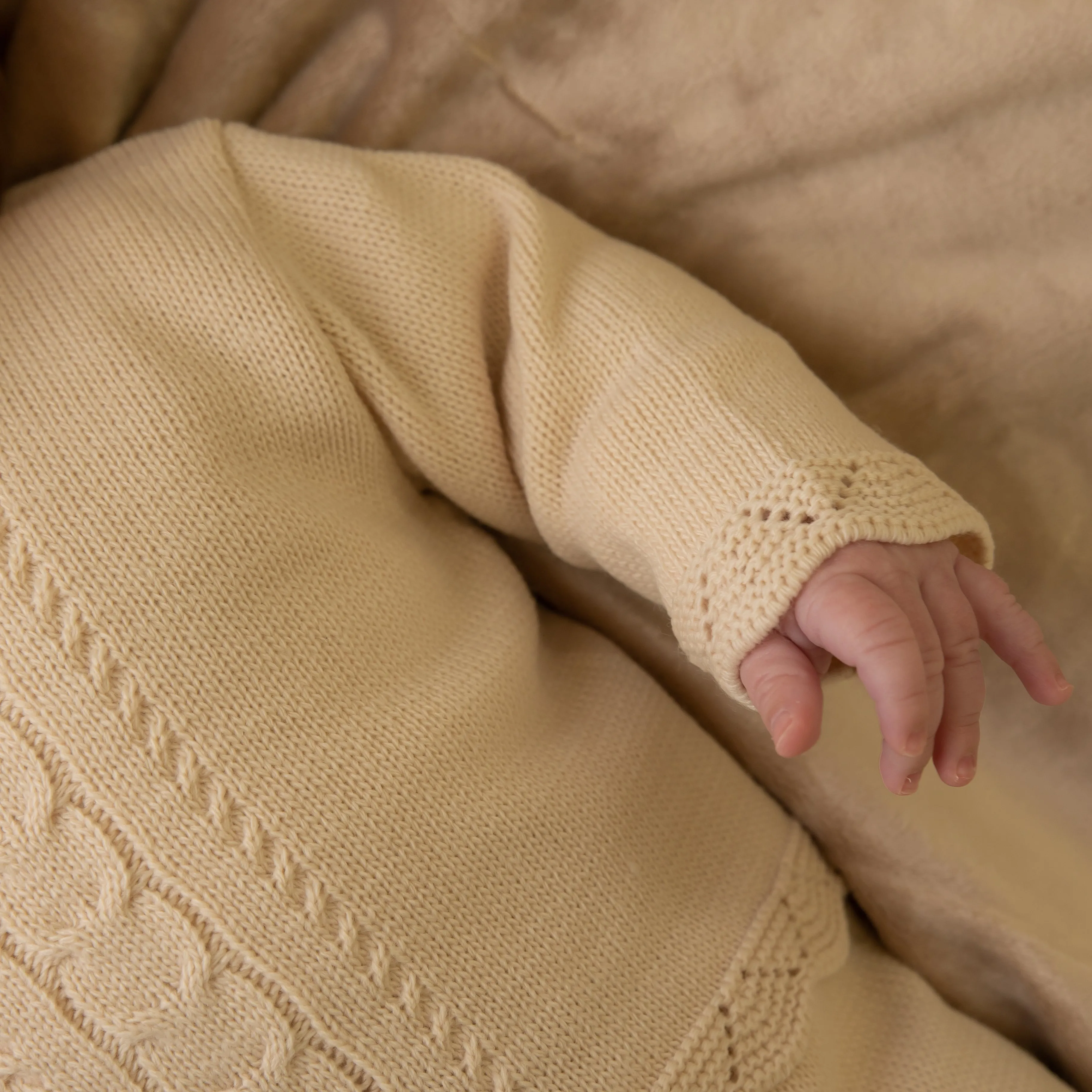 Beige Cable Knitted Set