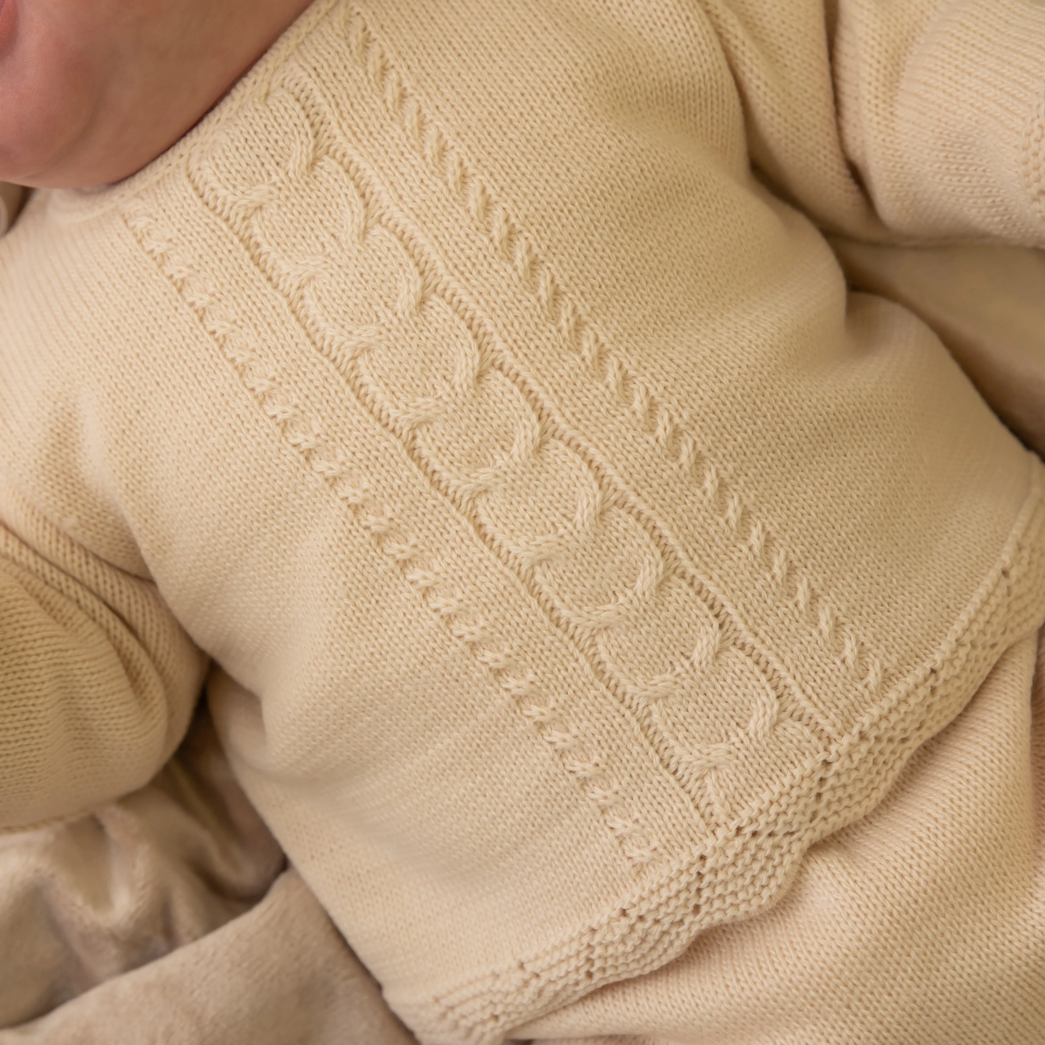 Beige Cable Knitted Set
