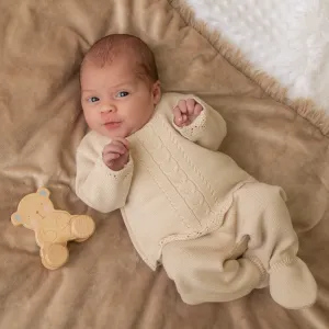 Beige Cable Knitted Set
