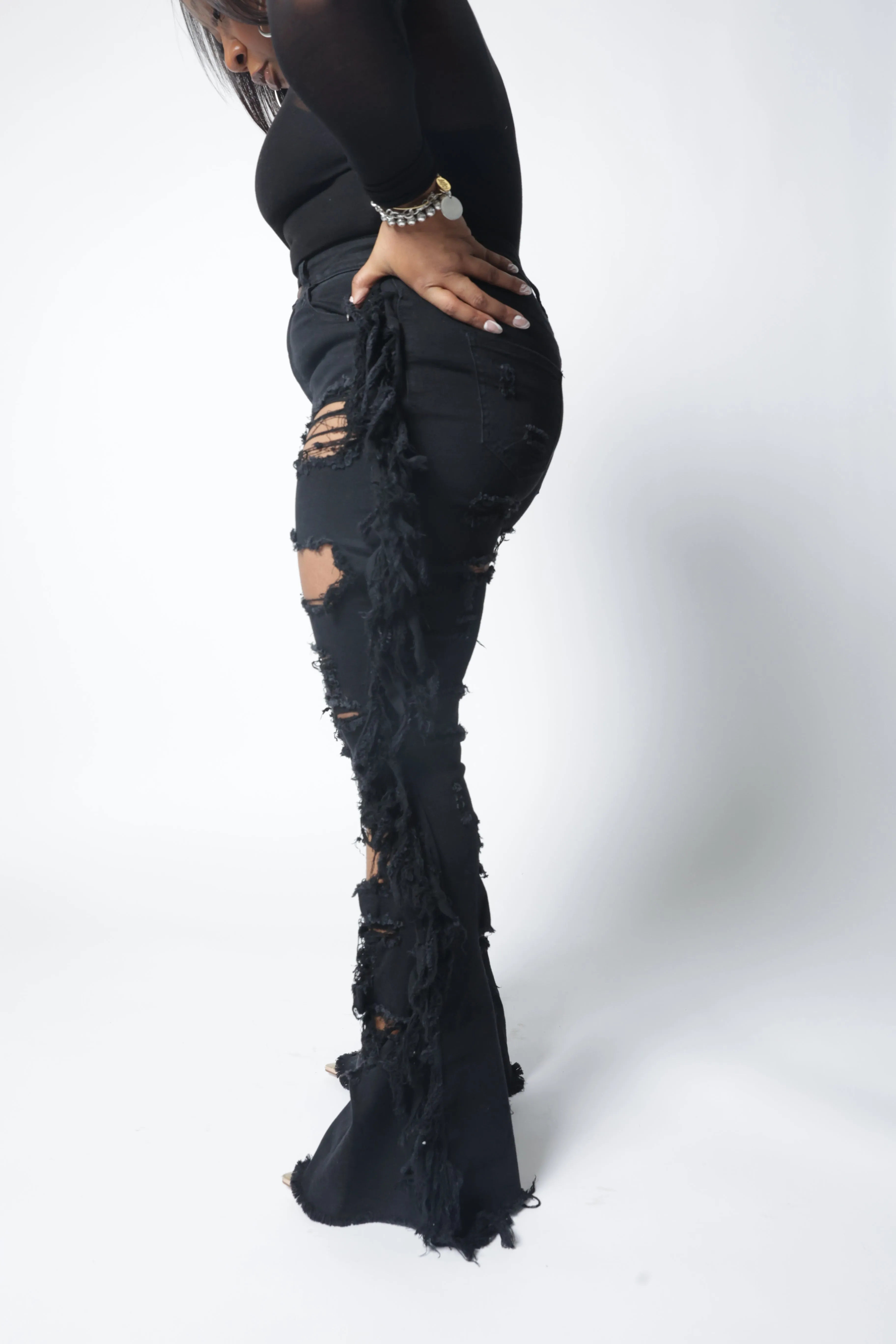 Black Distressed Denim