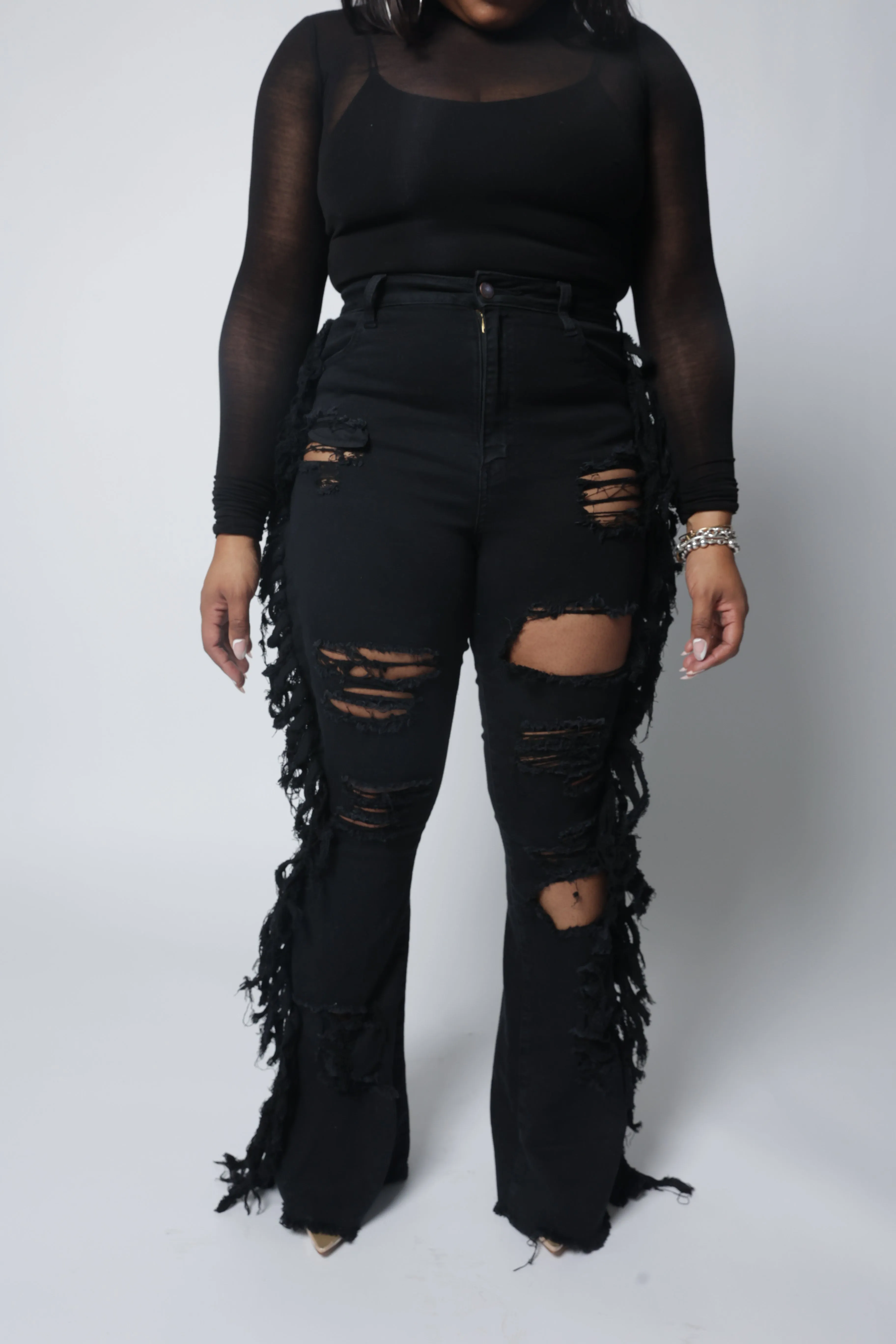 Black Distressed Denim