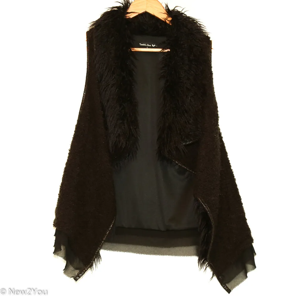 Black Faux Fur Vest (Double Zero)
