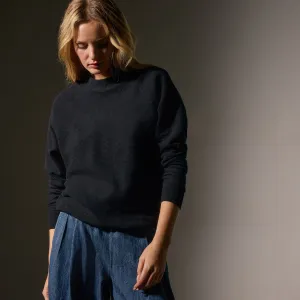 Brushed Thermal Knit Mock Neck - Black