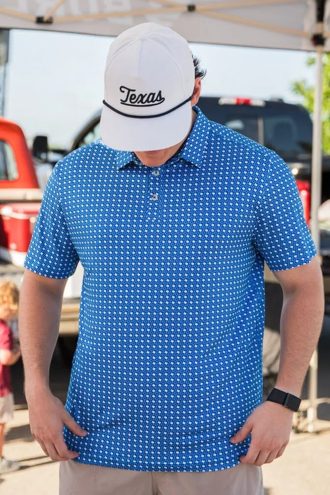 Burlebo Performance Polo - Texas Blue White