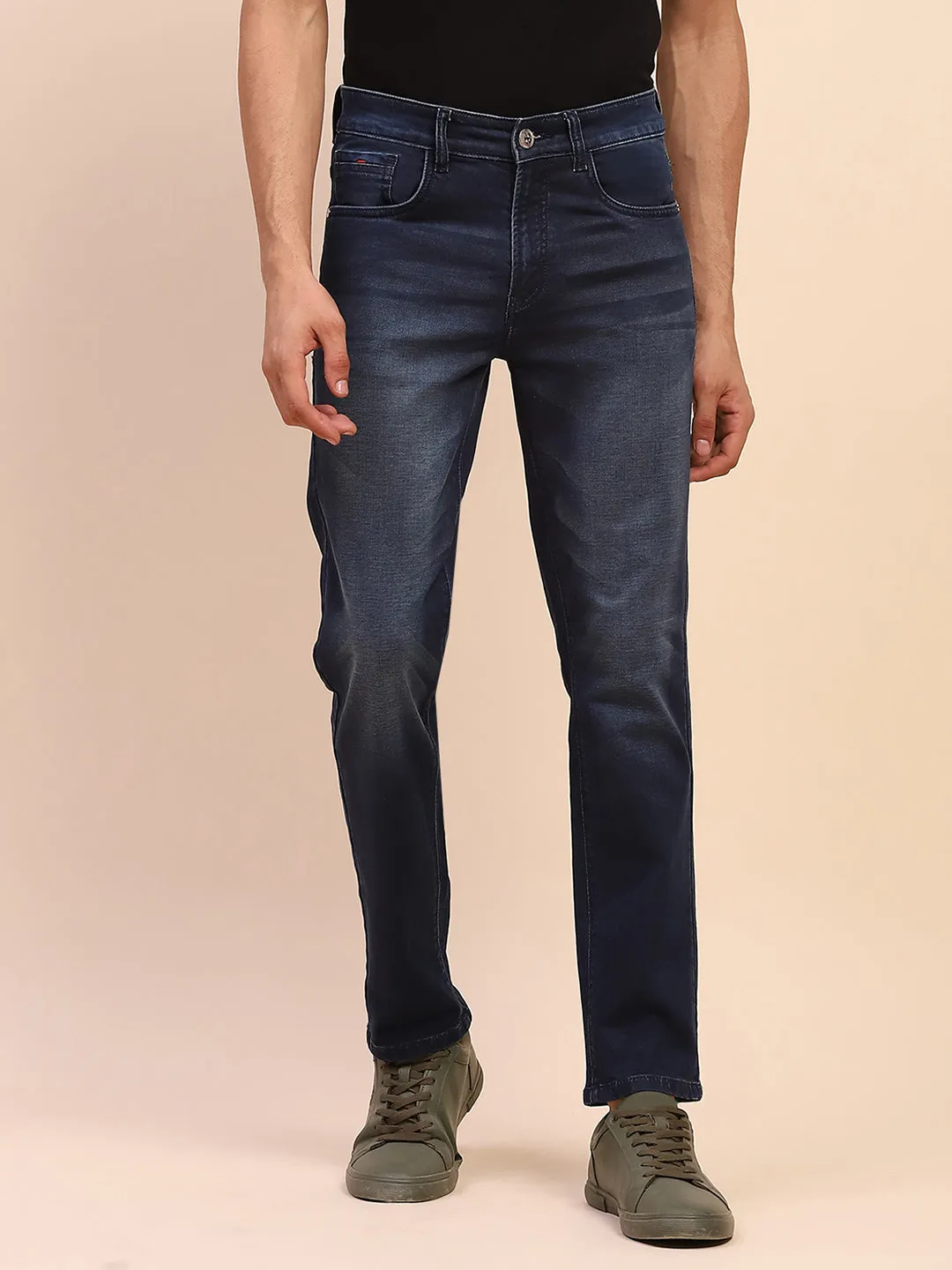 Camla Barcelona Solid Navy Dark Wash Cotton Denim