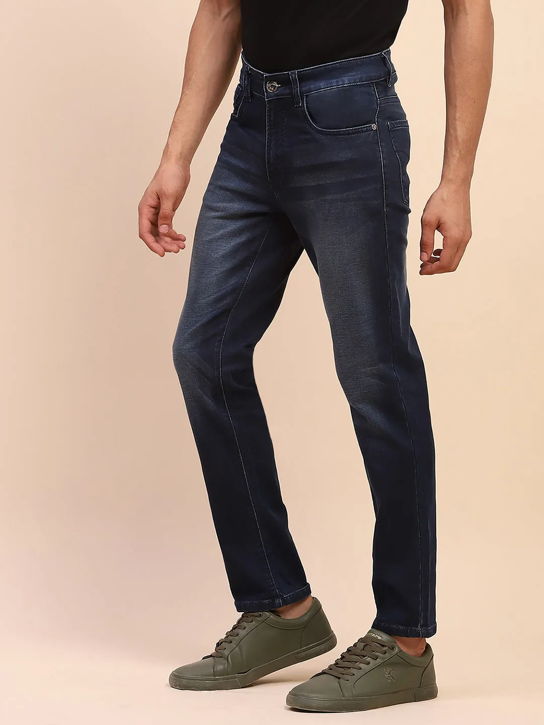 Camla Barcelona Solid Navy Dark Wash Cotton Denim