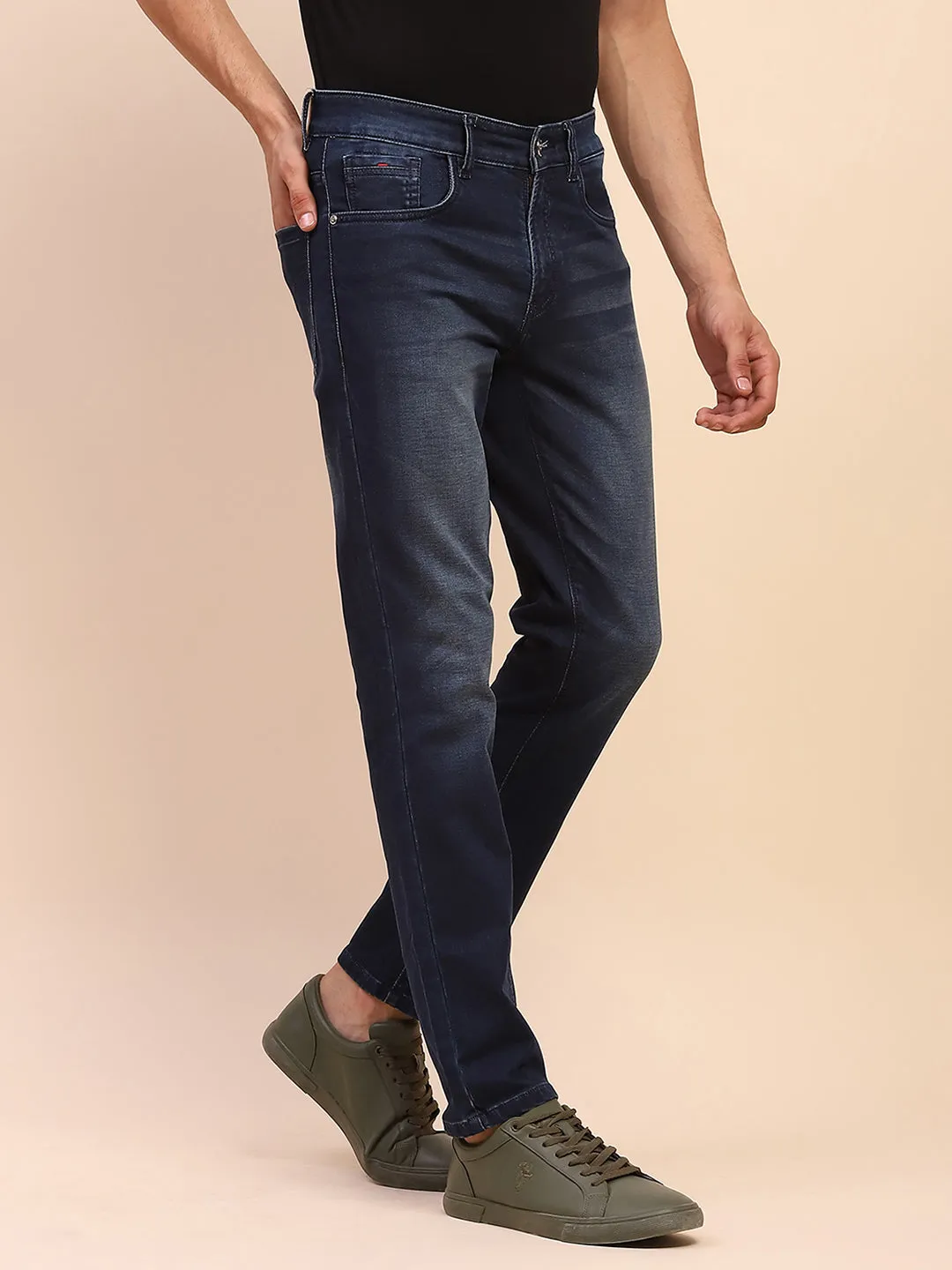 Camla Barcelona Solid Navy Dark Wash Cotton Denim