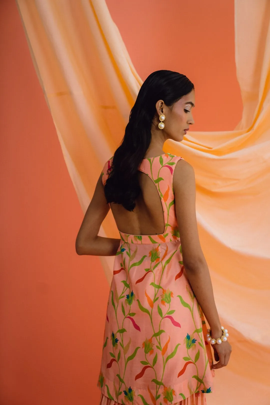 Coral Printed Sharara Set
