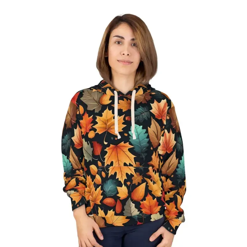 Cozy Aop Unisex Pullover Hoodie with Autumn Leaves