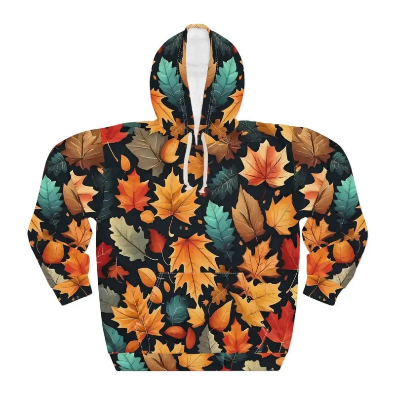 Cozy Aop Unisex Pullover Hoodie with Autumn Leaves