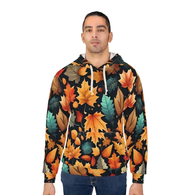 Cozy Aop Unisex Pullover Hoodie with Autumn Leaves