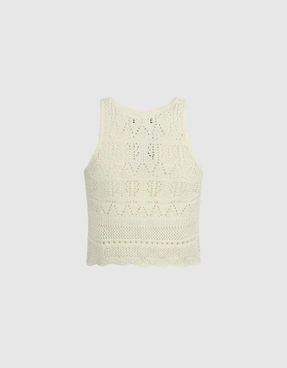 Crochet Crew Neck Knitted Tank Top