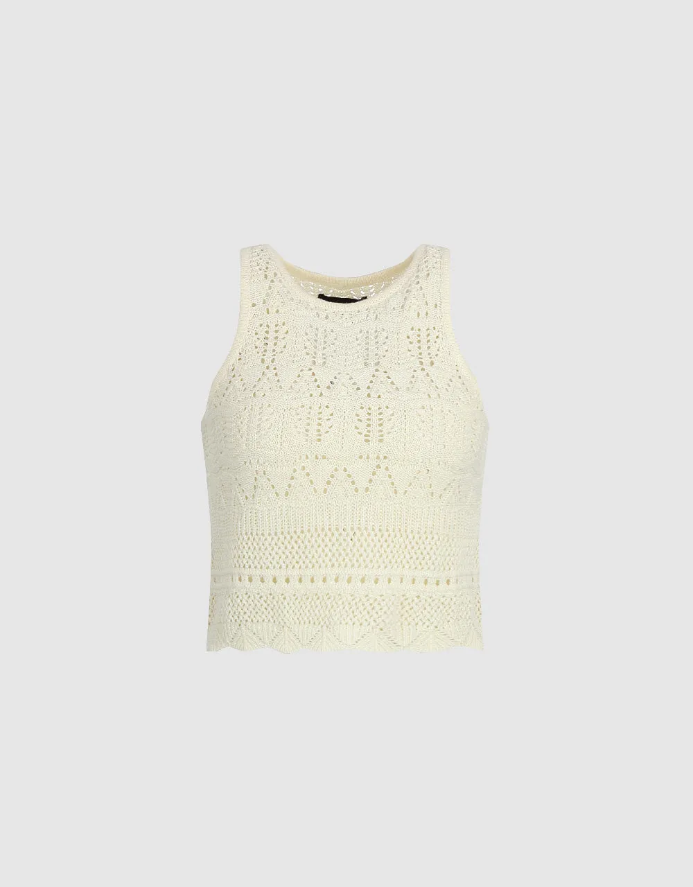 Crochet Crew Neck Knitted Tank Top