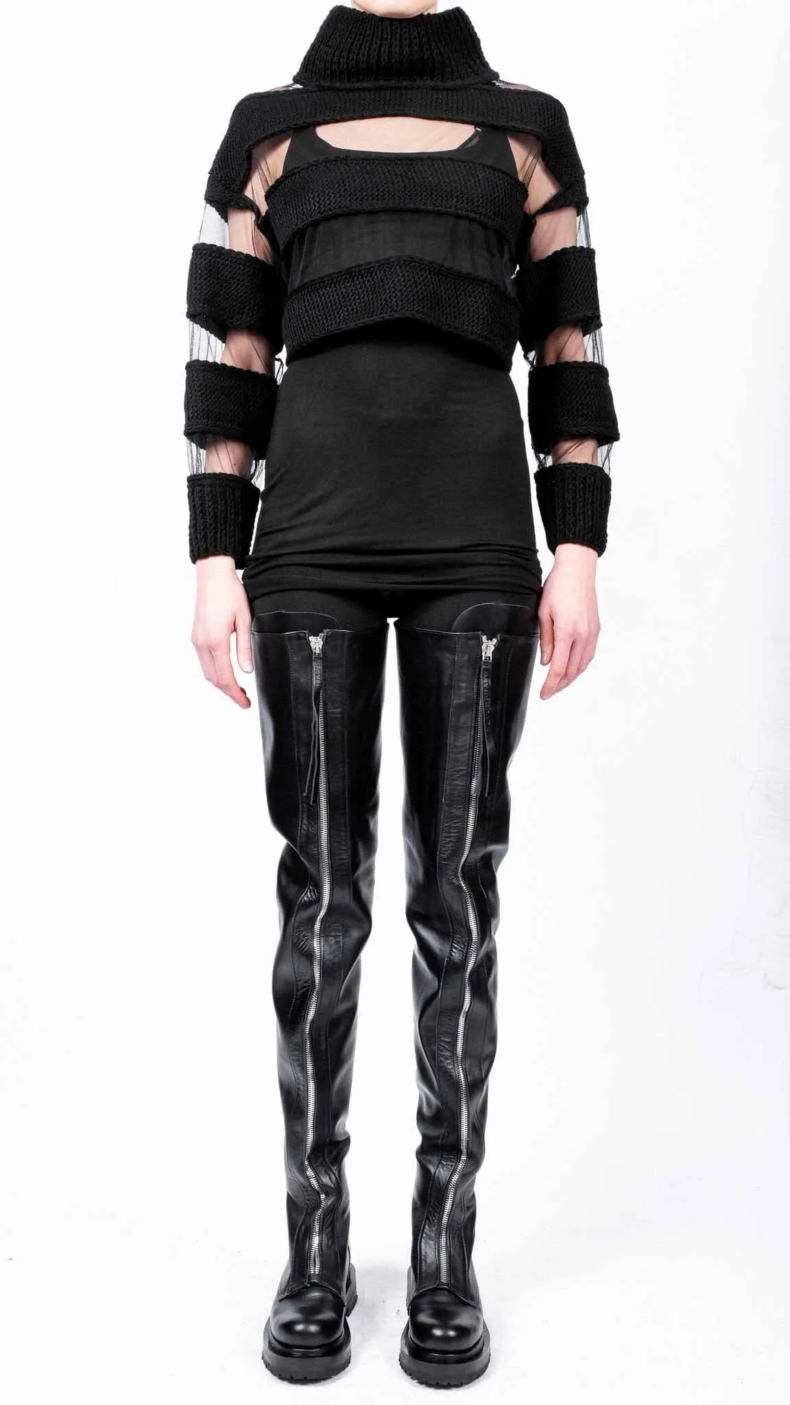 Crop Top with Knitted Stripes