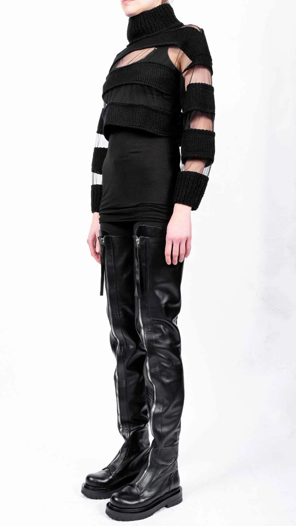 Crop Top with Knitted Stripes