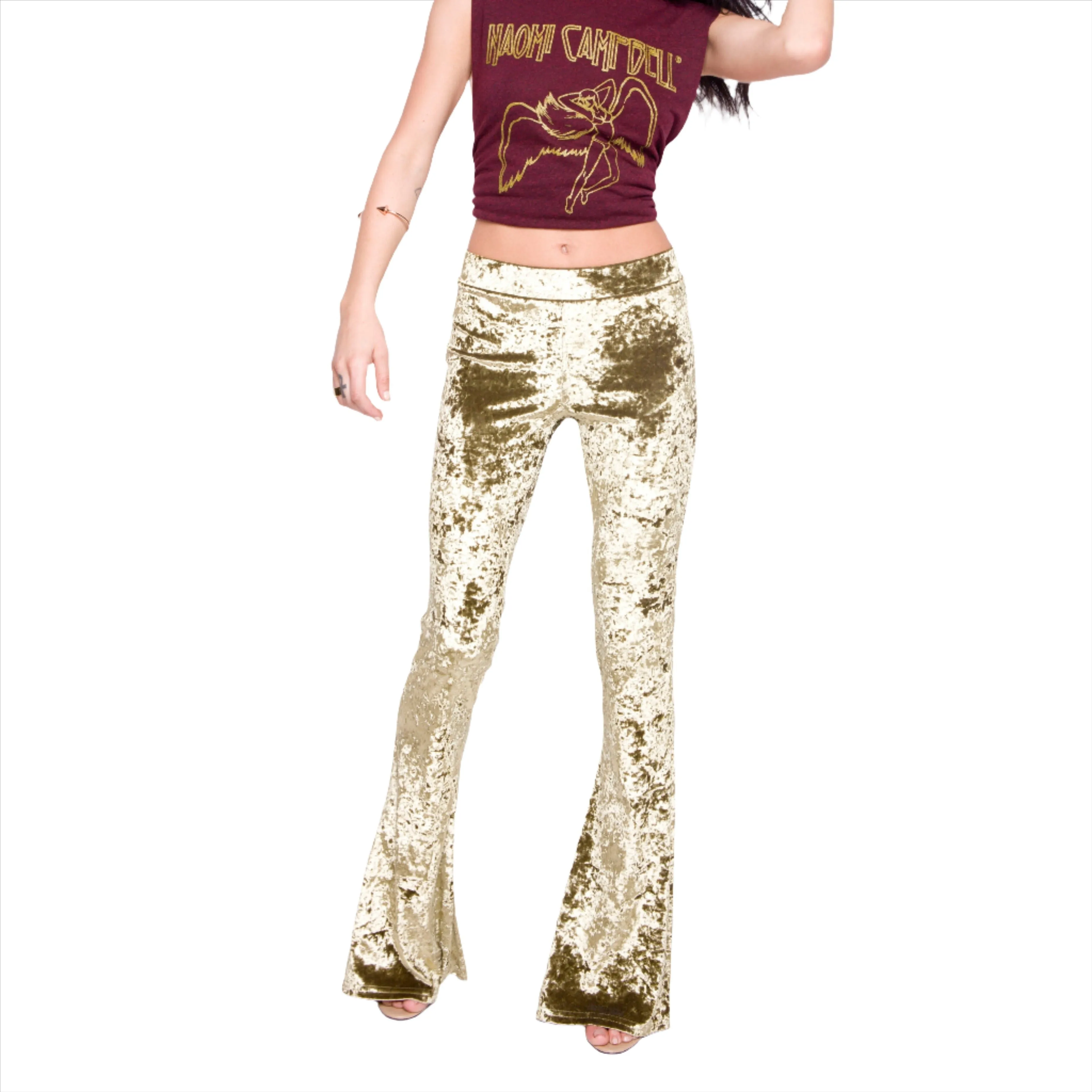 CRUSHED VELVET FLARED LEGGINGS