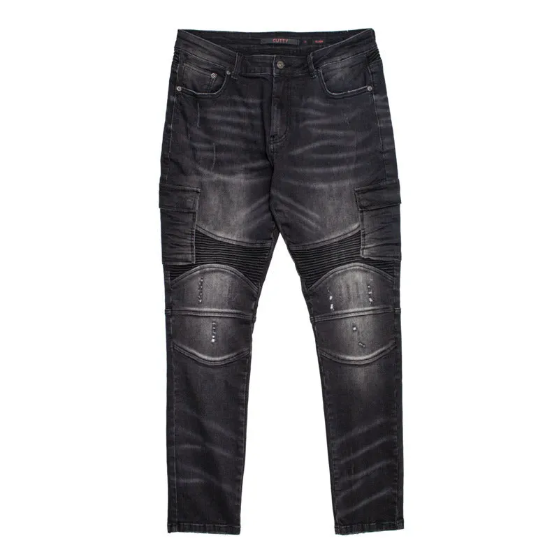 Cutty Men Diaz Biker Denim - Black