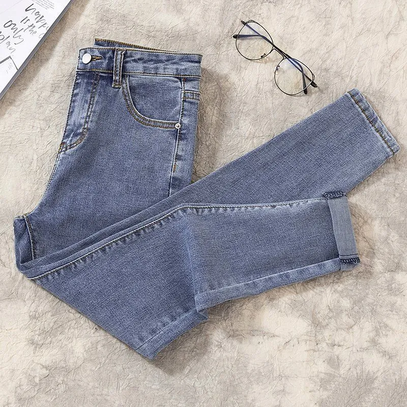 Denim Trousers Women 2025 Spring and Summer Korean New Women's Clothing High Waist Stretch Denim Denim Skinny Pants Hot Trade Supply