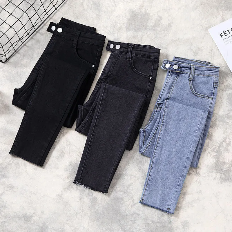 Denim Trousers Women 2025 Spring and Summer Korean New Women's Clothing High Waist Stretch Denim Denim Skinny Pants Hot Trade Supply