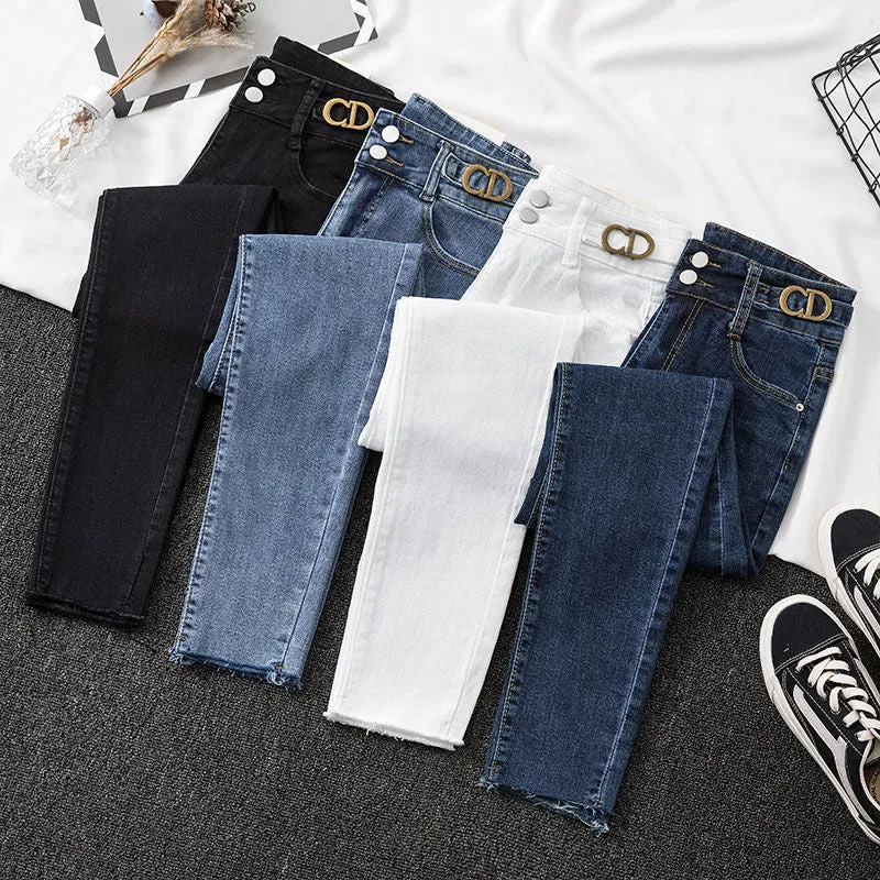 Denim Trousers Women 2025 Spring and Summer Korean New Women's Clothing High Waist Stretch Denim Denim Skinny Pants Hot Trade Supply
