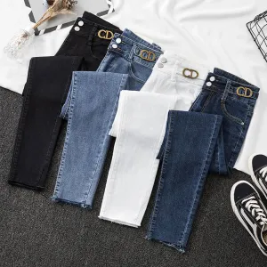 Denim Trousers Women 2025 Spring and Summer Korean New Women's Clothing High Waist Stretch Denim Denim Skinny Pants Hot Trade Supply