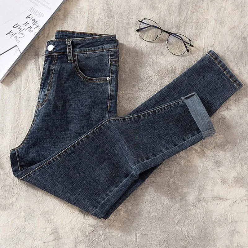 Denim Trousers Women 2025 Spring and Summer Korean New Women's Clothing High Waist Stretch Denim Denim Skinny Pants Hot Trade Supply