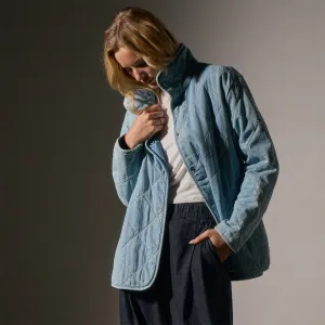 Diamond Quilted Denim Jacket - Bleach Wash