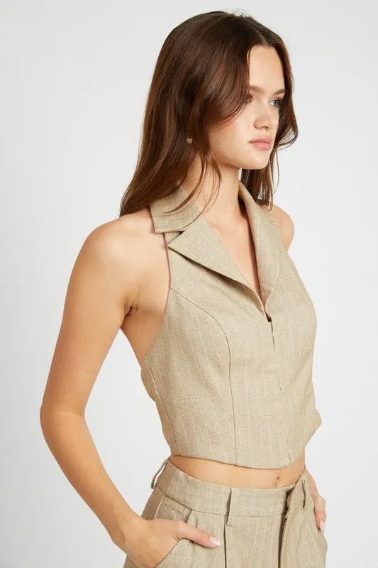 Emory Park HALTER NECK TOP WITH OPEN BACK