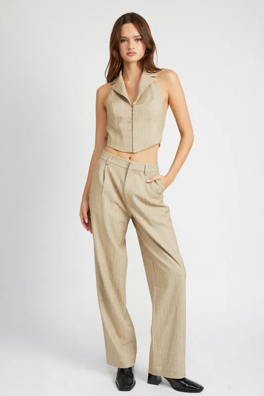 Emory Park HALTER NECK TOP WITH OPEN BACK